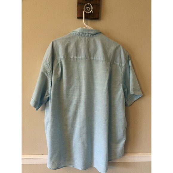 Izod Saltwater Mens Size 2XL Blue Short Sleeve Shirt Button Front Cotton - Picture 3 of 4